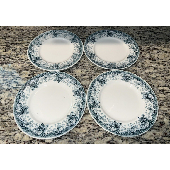 Pitcairns Limited Tunstall England Myrtle Dinner Plates 9" Set of 4 Atq Blue Whi - Picture 1 of 11